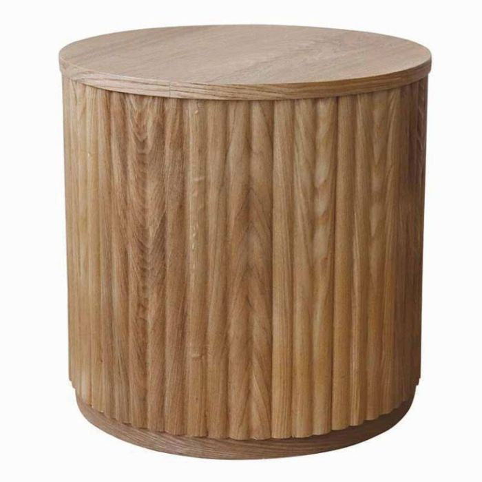 SANCTUARY OAK RIBBED SIDE TABLE D45X45CM