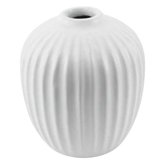 Grooved Bud Vase - White - 11x13cm
