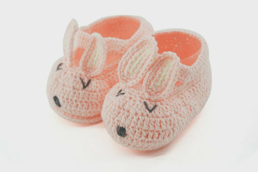 Flopsy Bunny Crochet Booties - PINK