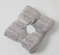 Aurora Cable Knit Baby Blanket Grey
