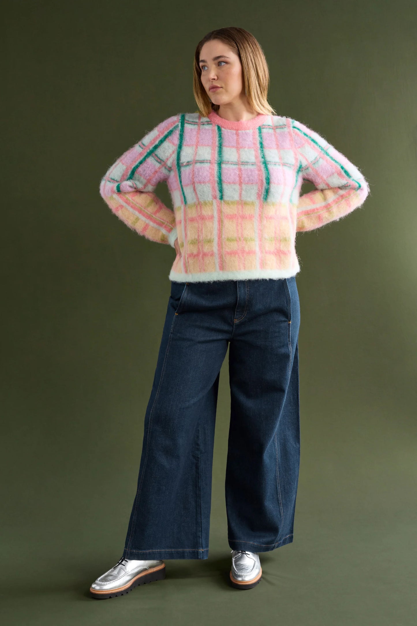 Ostti Sweater PINK PUNCH CHECK